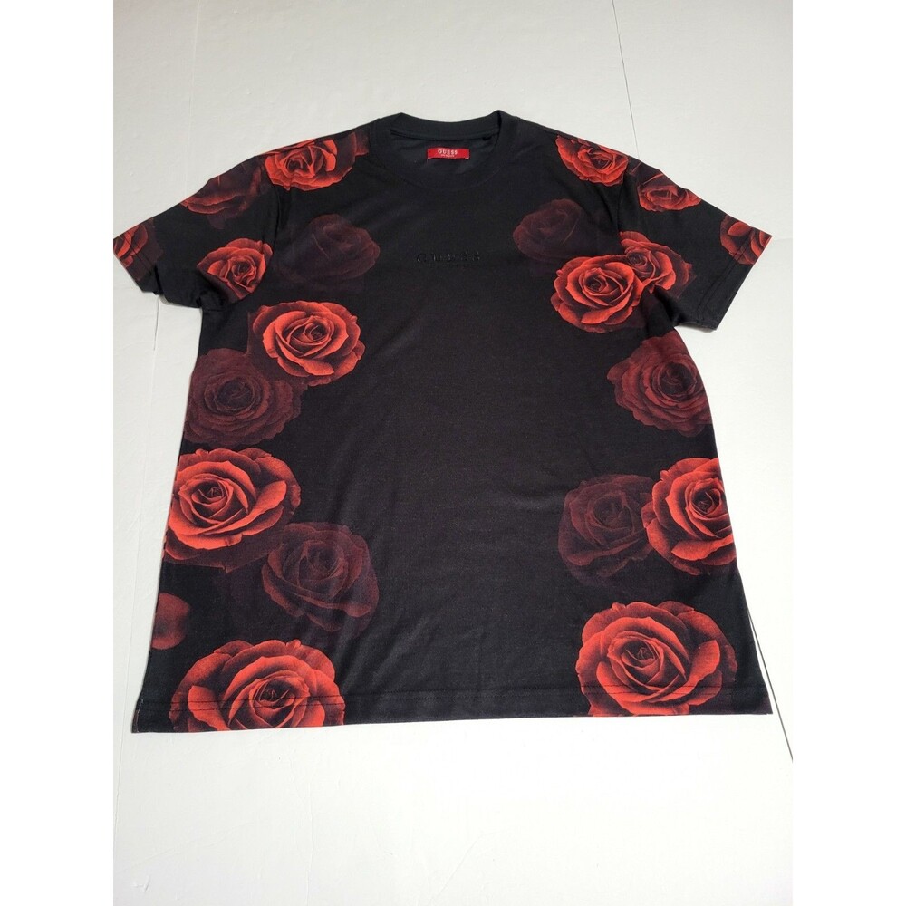 (#8) GUESS Los Angeles Men’s Short Sleeve T-Shirt Black and Red Size Large